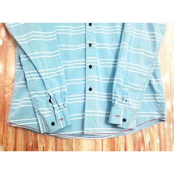 Fredd Marshall Shirt Mens Long Sleeve Button Down Blue & White Striped Shirt XL - Picture 4 of 16